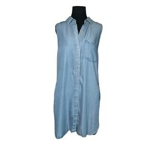 Thread Supply blue chambray sleeveless shirt mini dress size Medium